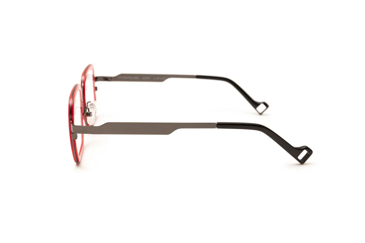 LENOX Red & Gunmetal Unisex Square Reading Glasses, Blue Light Glasses