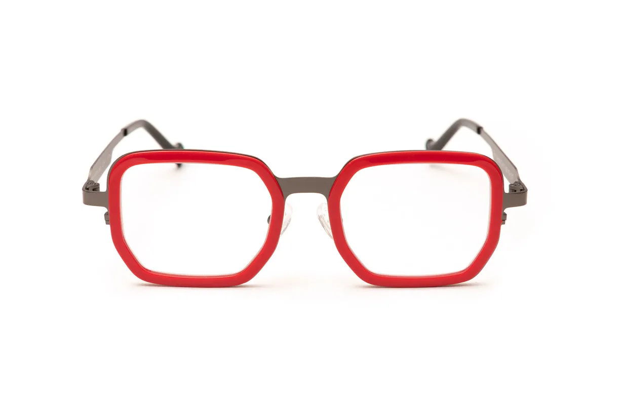LENOX Red & Gunmetal Unisex Square Reading Glasses, Blue Light Glasses