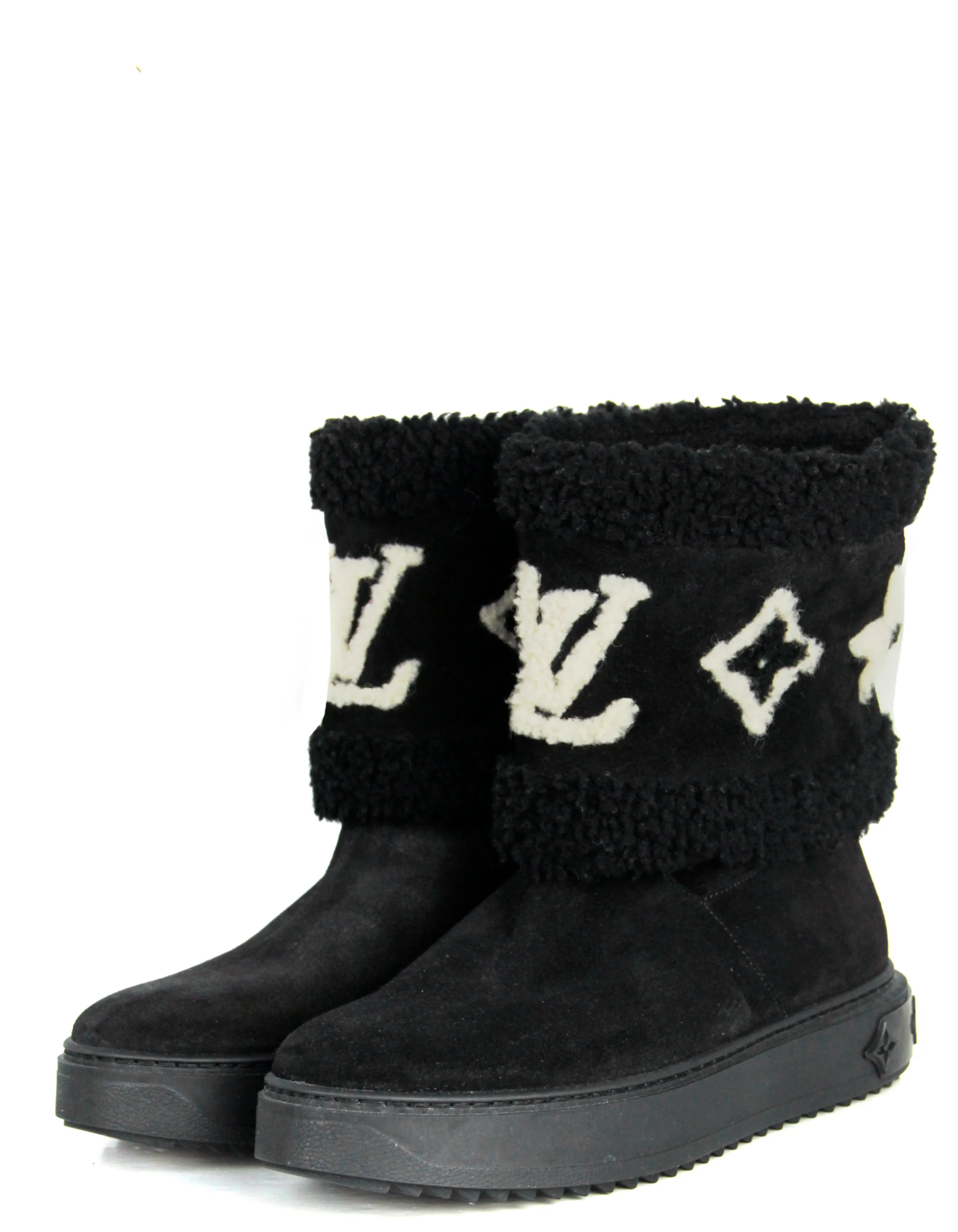 Louis Vuitton NEW Suede/Shearling Snowdrop Flat Ankle Boots sz 39