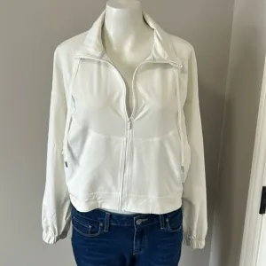Lululemon In Depth Jacket Lace Antique White Sweat Wicking Full Zip Sz XS