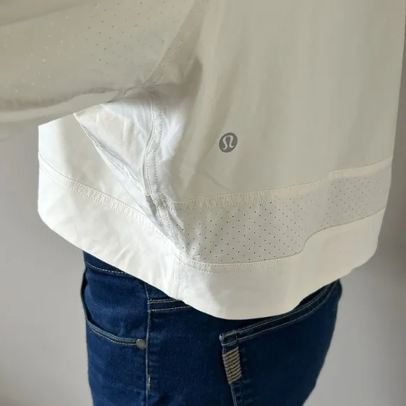 Lululemon In Depth Jacket Lace Antique White Sweat Wicking Full Zip Sz XS