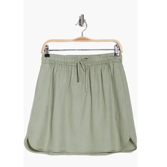 Madewell | Curved Hem Linen-Blend Mini Skirt