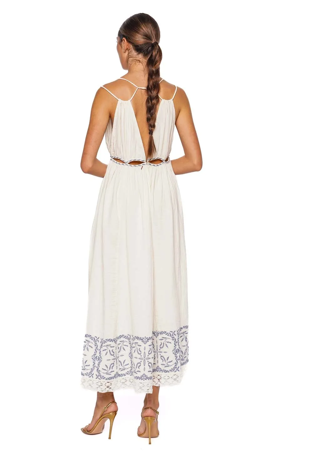 Marita Embroidered Cotton Midi Dress