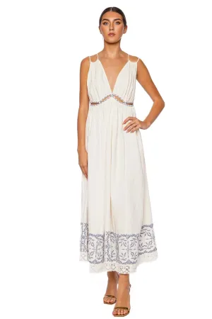 Marita Embroidered Cotton Midi Dress