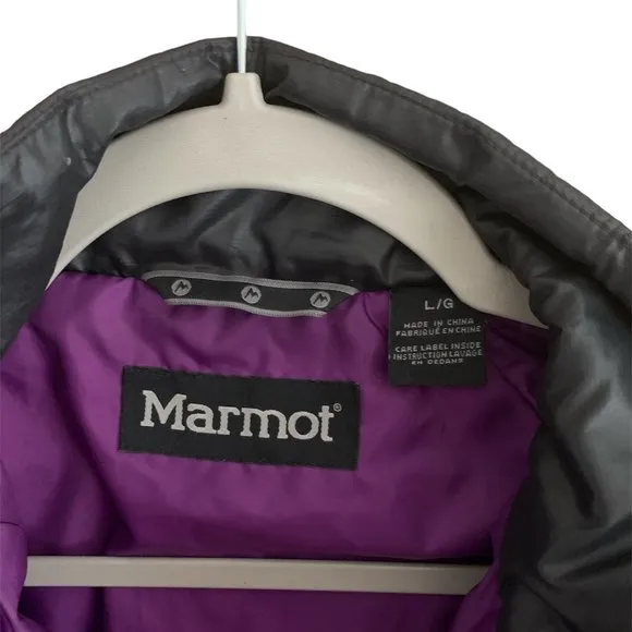 Marmot Black &amp; Purple Quilted Puffer Coat Jacket ~ Large