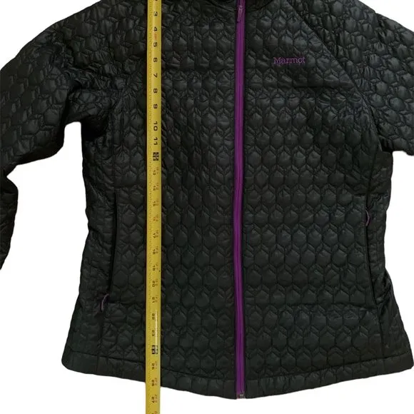 Marmot Black &amp; Purple Quilted Puffer Coat Jacket ~ Large