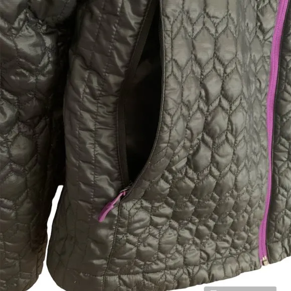 Marmot Black &amp; Purple Quilted Puffer Coat Jacket ~ Large