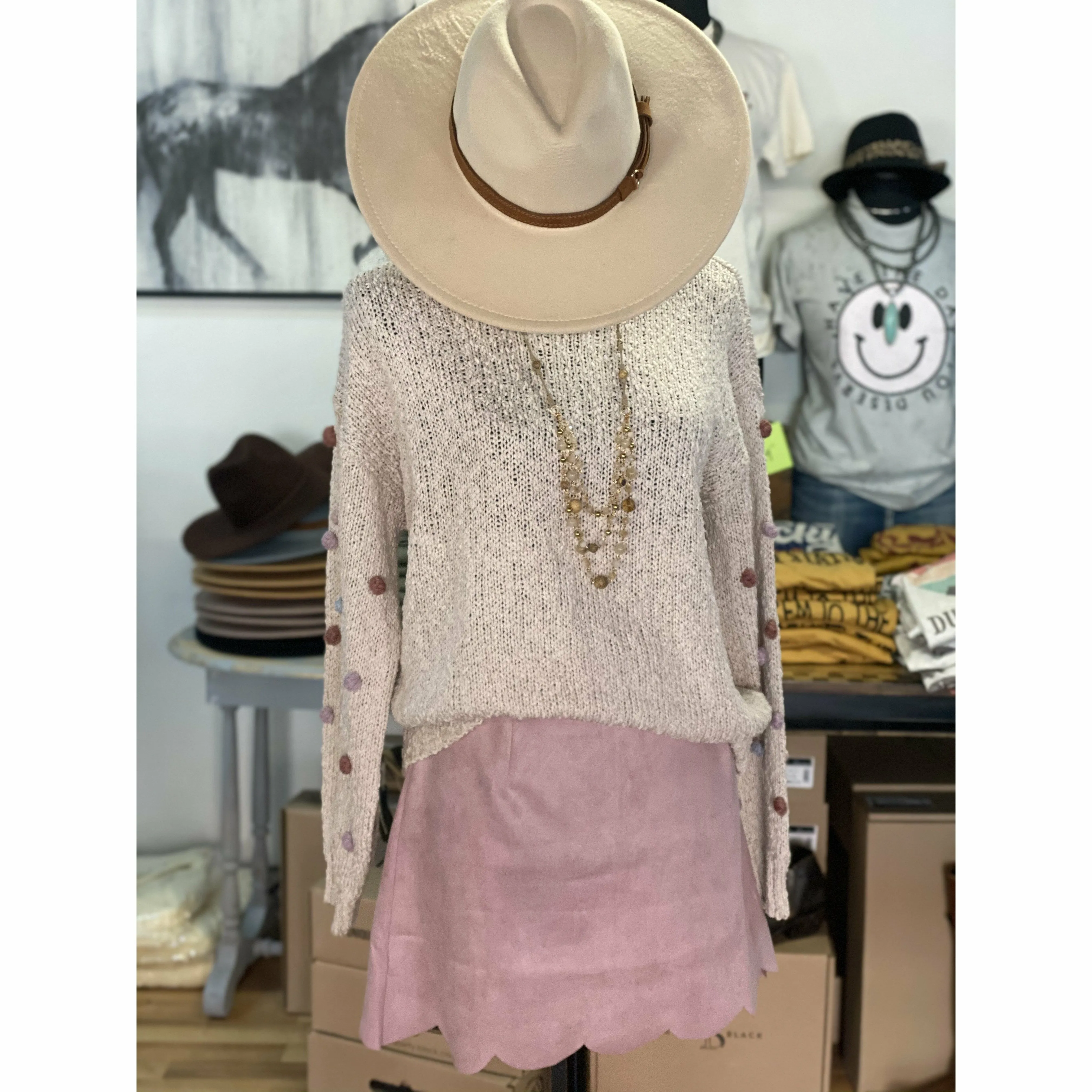 Mauve suede skirt