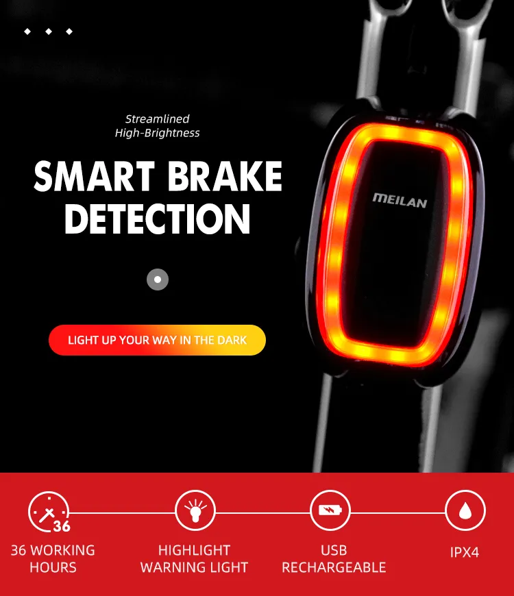 MEILAN X6 BIKE REAR LIGHT SMART BRAKE DETECTION