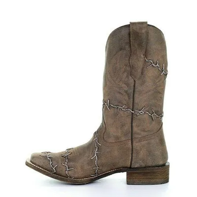 Mens Corral A3532 Brown Woven Square toe Leather Cowboy Boots