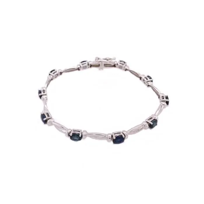 Mountz Collection Sapphire Bracelet with Twisted Links in 14K White Gold