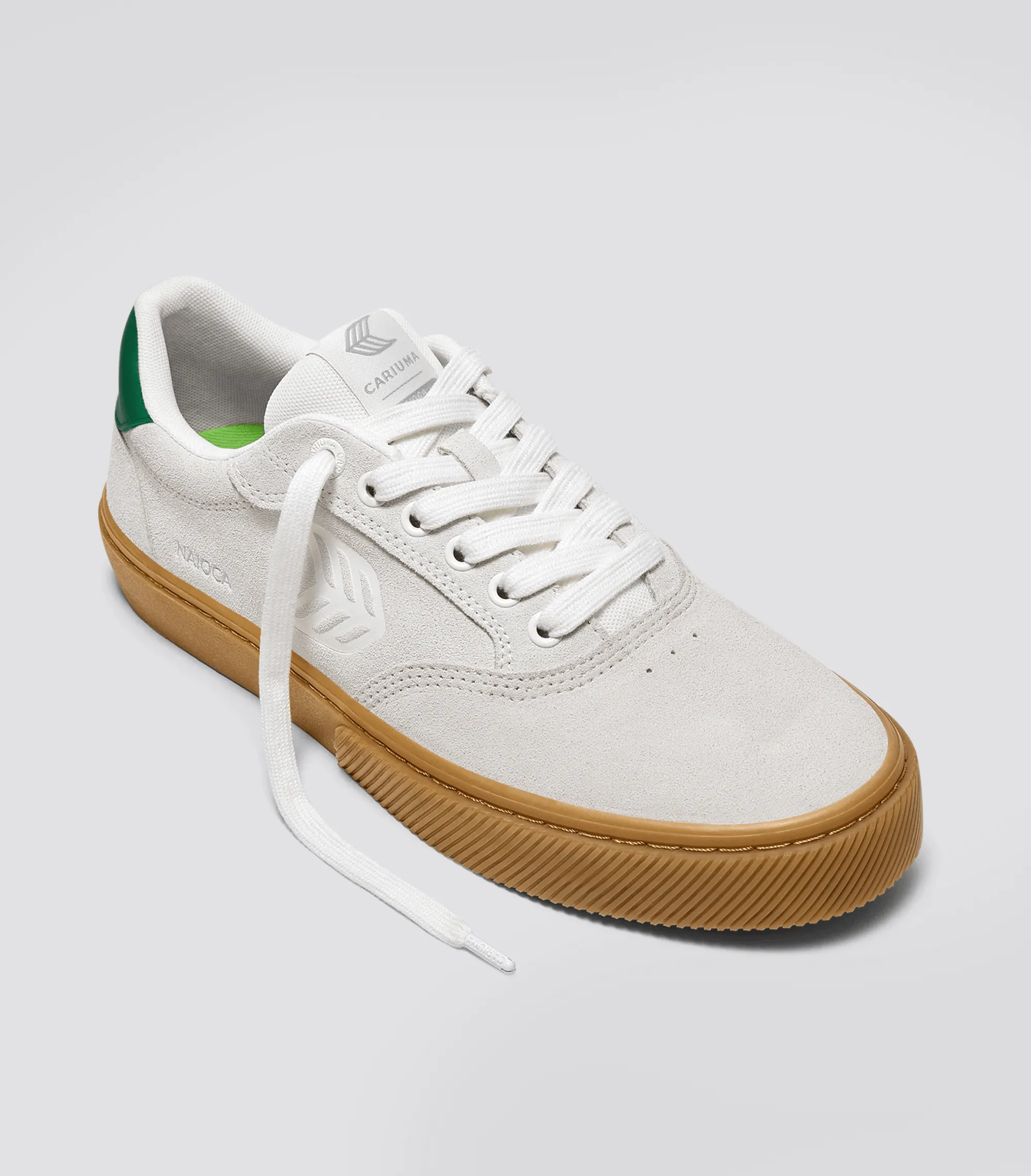 NAIOCA Gum Smoke White Suede Off-White Logo Green Sneaker Women