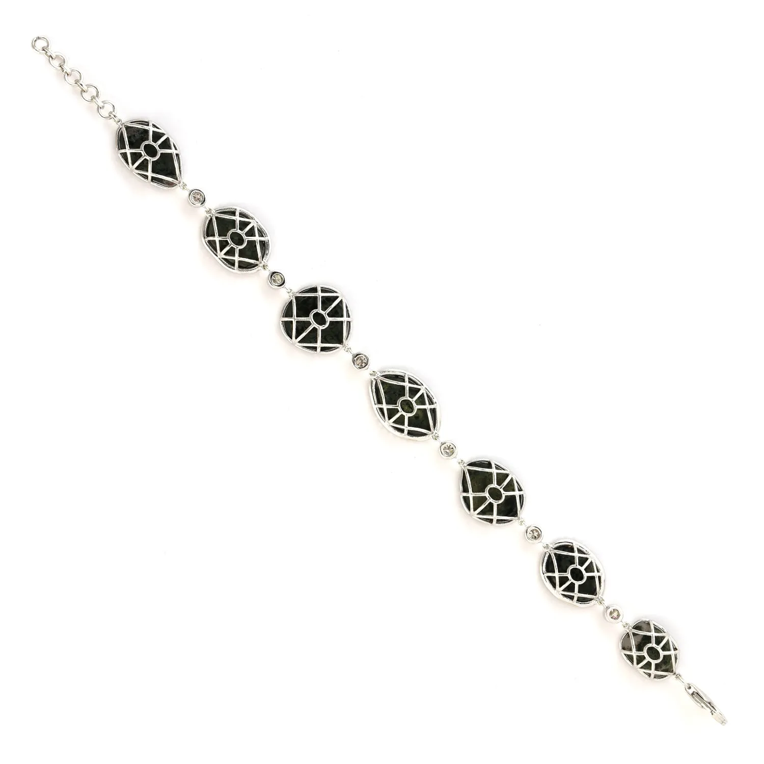 Natural Geode Diamond 14k White Gold Link Chain Bracelet Handmade Jewelry