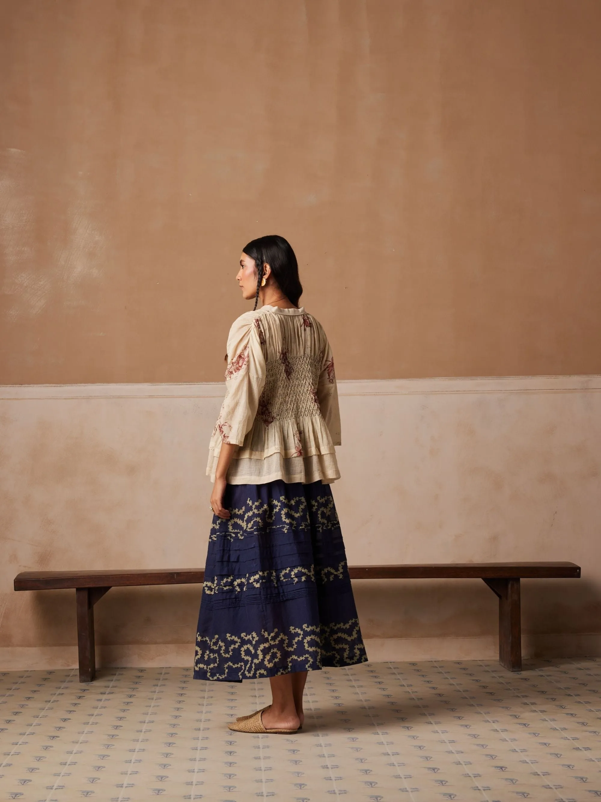 New Season Summer Fall 24-Co-Ord Set Farmer Cotton Indigo Ivory Spiral-SS24-FST-IIS-Fashion Edit Cord Studio
