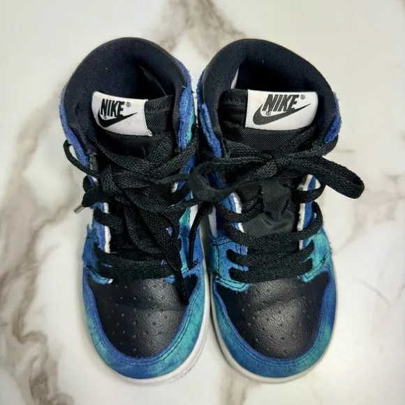 Nike Air Jordan 1 Retro Tie Dye Aurora Green Black White High Top Kids Size 8C