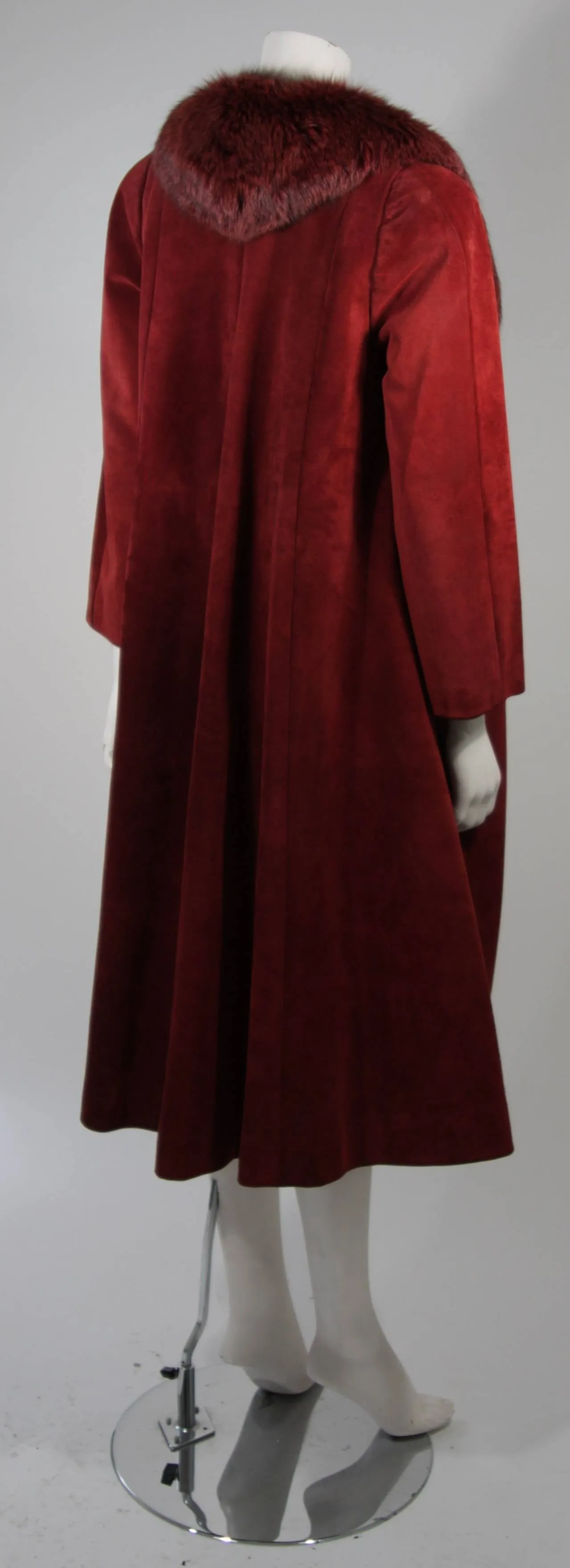 NOLAN MILLER Burgundy Suede and Fox Coat Ensemble Size Small