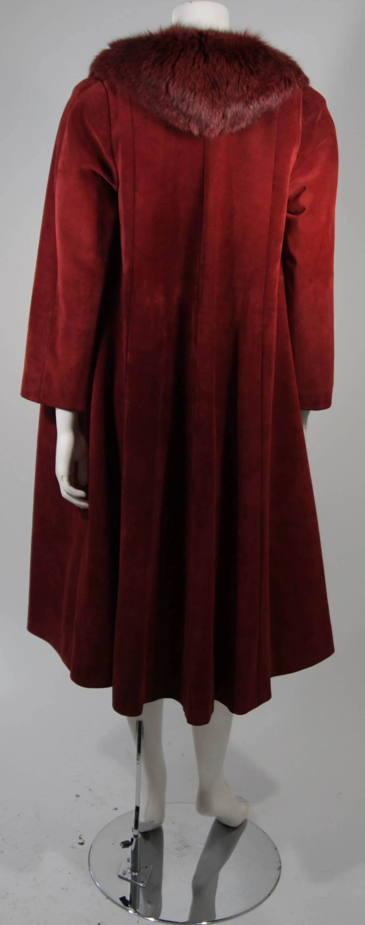 NOLAN MILLER Burgundy Suede and Fox Coat Ensemble Size Small