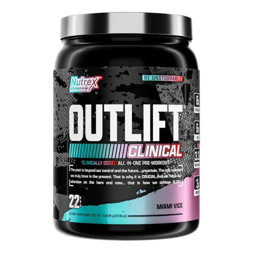 Nutrex Outlift Pre-Workout 22srv (1 srv 29g: 300mg caffeine, 8g citrulline, 3.2g beta alanine, 3g creatine, 4g bcaa, 2g eaa, 2g taurine)
