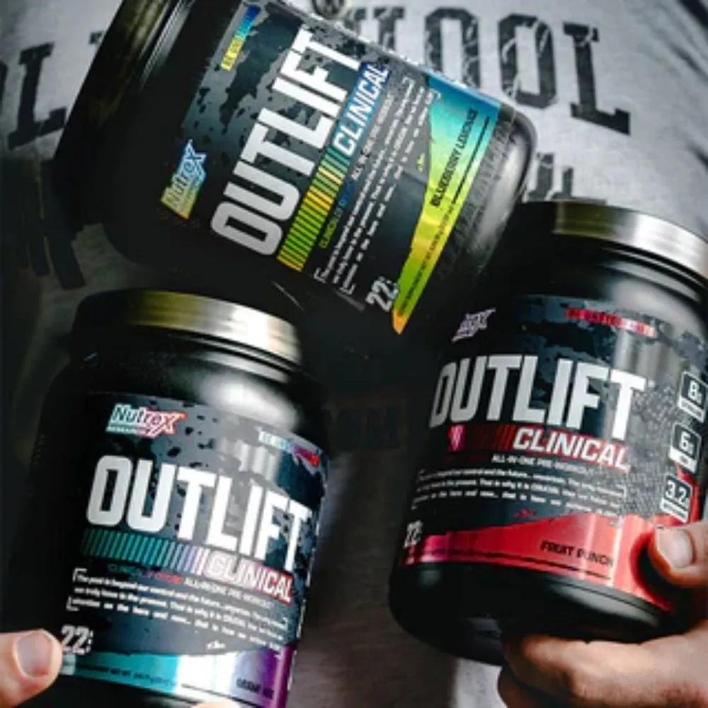 Nutrex Outlift Pre-Workout 22srv (1 srv 29g: 300mg caffeine, 8g citrulline, 3.2g beta alanine, 3g creatine, 4g bcaa, 2g eaa, 2g taurine)