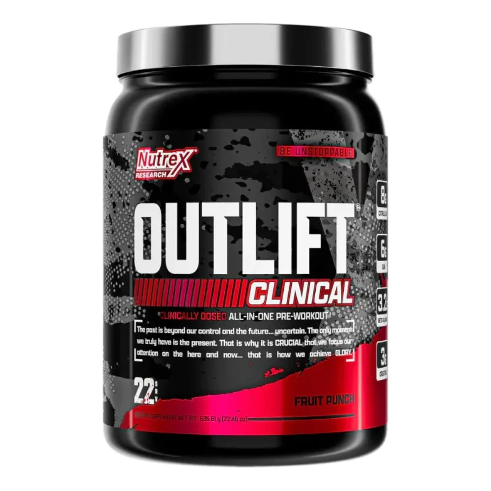Nutrex Outlift Pre-Workout 22srv (1 srv 29g: 300mg caffeine, 8g citrulline, 3.2g beta alanine, 3g creatine, 4g bcaa, 2g eaa, 2g taurine)