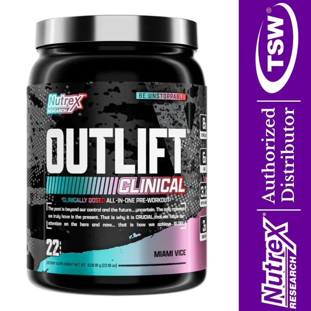 Nutrex Outlift Pre-Workout 22srv (1 srv 29g: 300mg caffeine, 8g citrulline, 3.2g beta alanine, 3g creatine, 4g bcaa, 2g eaa, 2g taurine)