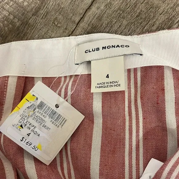 NWT!! Club Monaco - Wrap Stripe Skirt - Red/White - Size 4