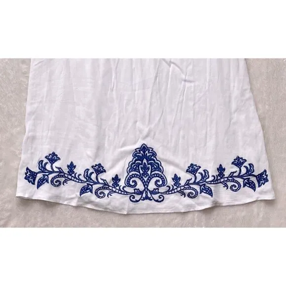 NWT Lulus Tale to Tell Blue and Ivory Embroidered ShiftDress, Size Small
