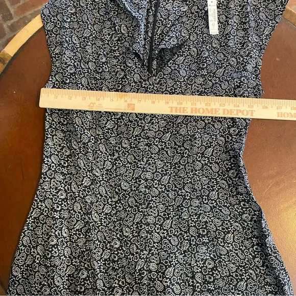 NWT Madewell Cap-Sleeve V-Neck Midi Dress Floral Cupro-Blend True Black size 2