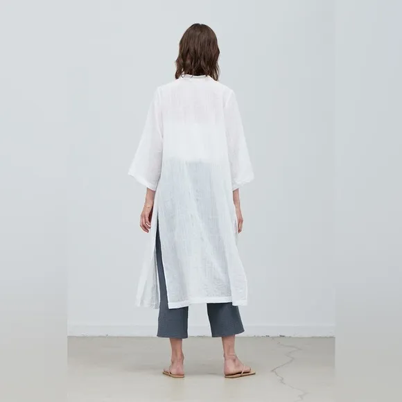 NWT @The KingKouture White Cotton Gauze Kimono Cover Up Medium