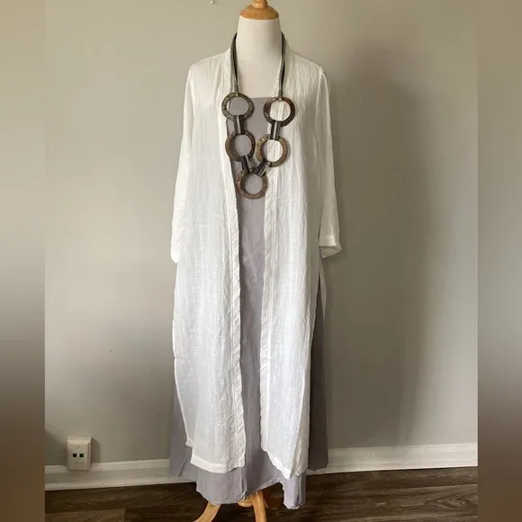 NWT @The KingKouture White Cotton Gauze Kimono Cover Up Medium