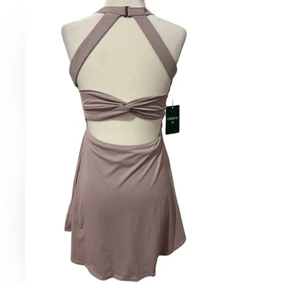 NWT Halara women's size small backless active dress pink purple with shorts
