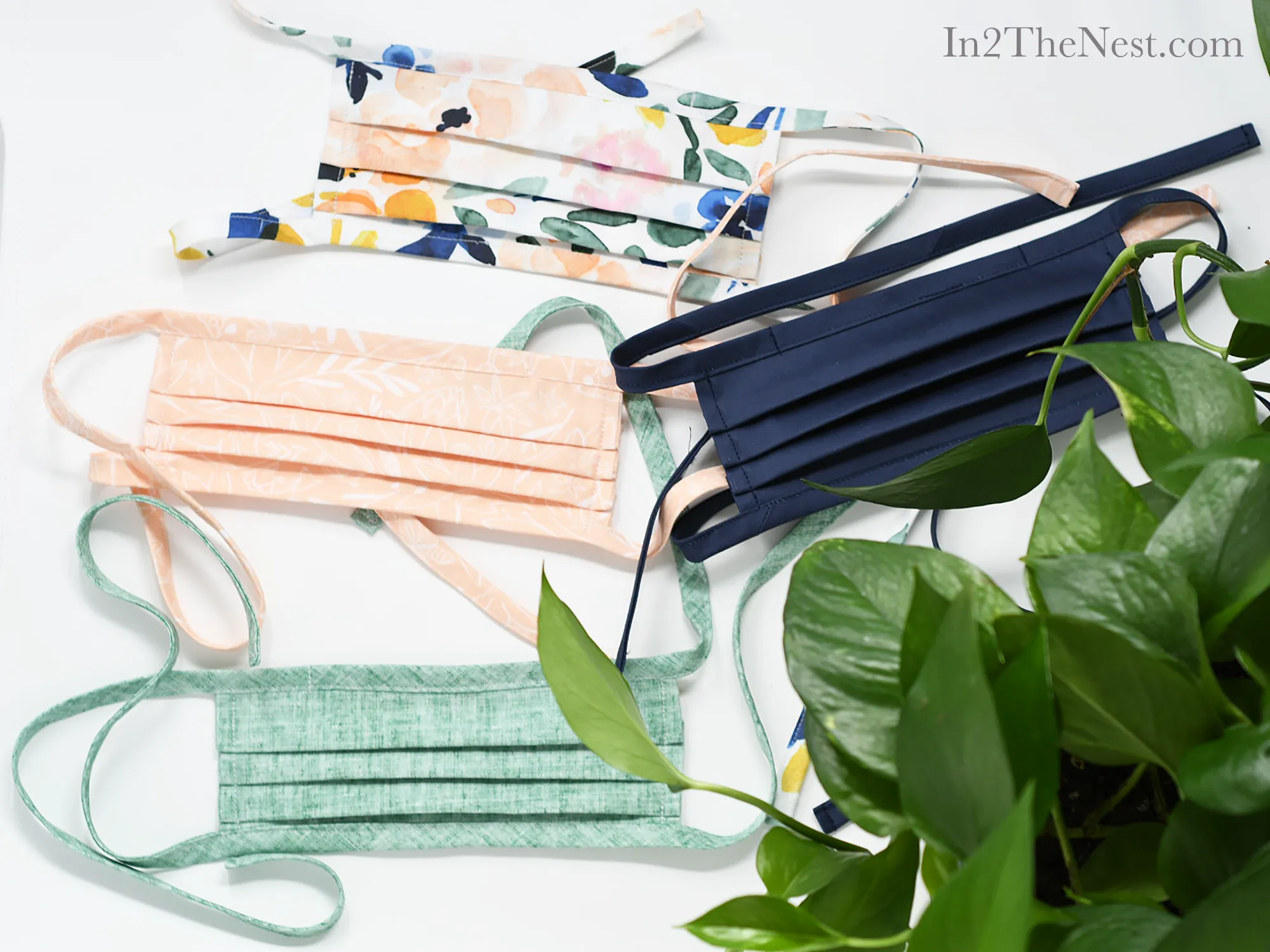 Organic Cotton Face Mask with Flexible Nose and Ties- Navy