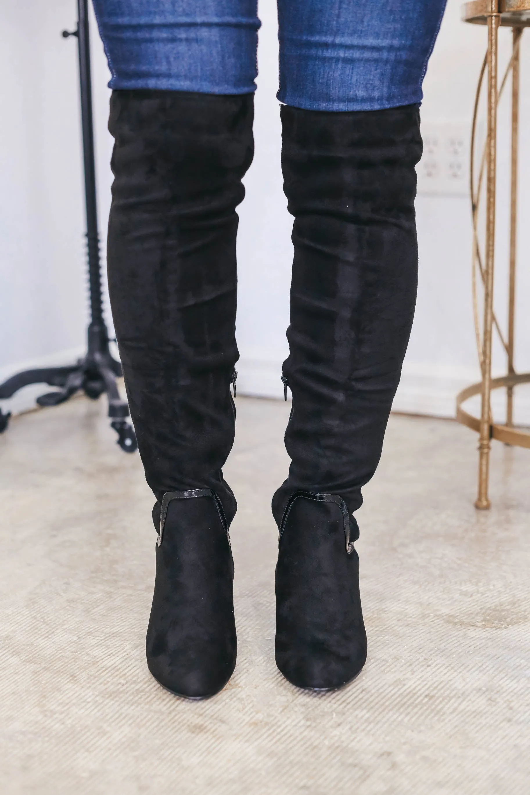 Paisley OTK Boots - Black