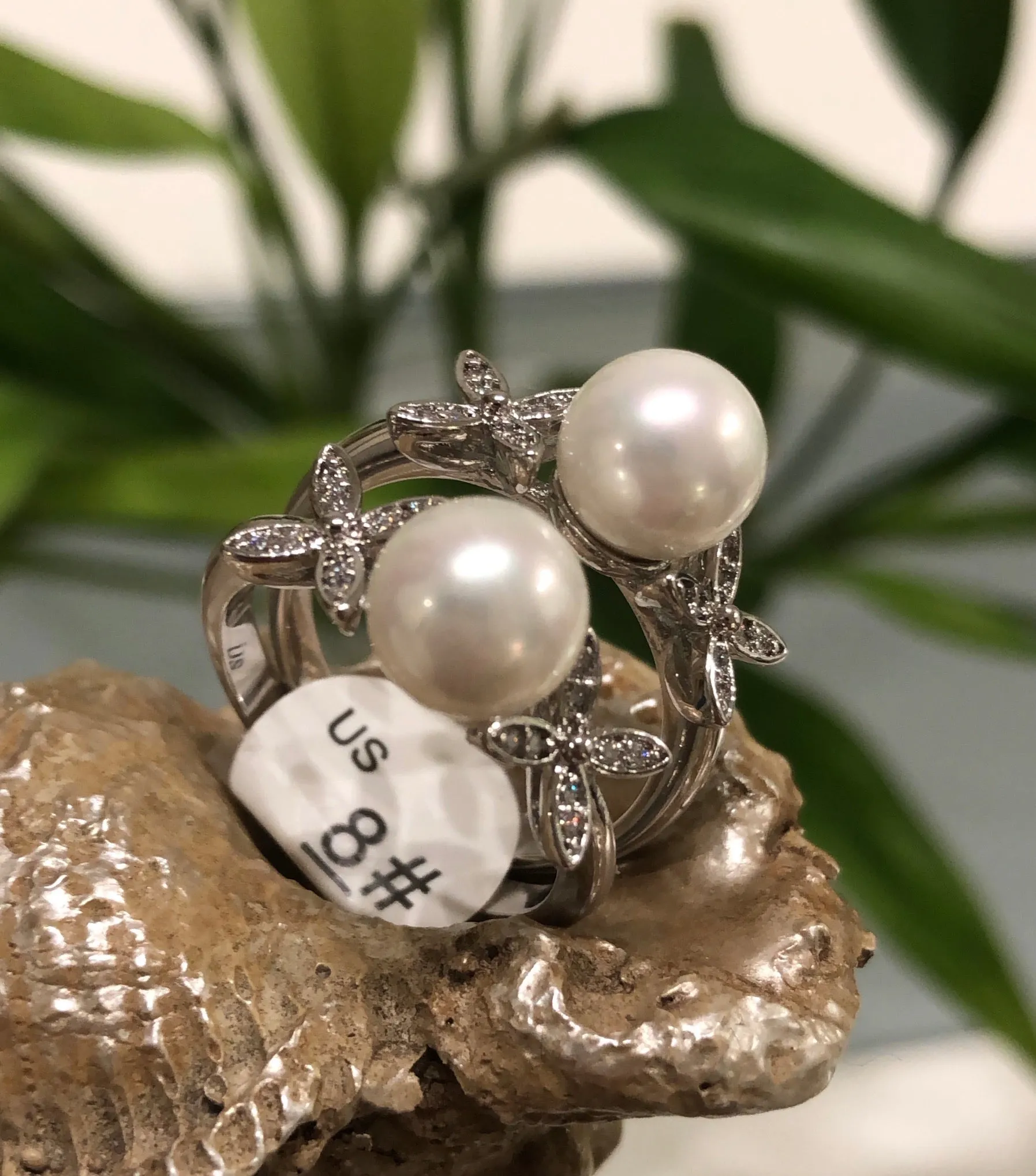 Pearl & Cz Diamond Ring