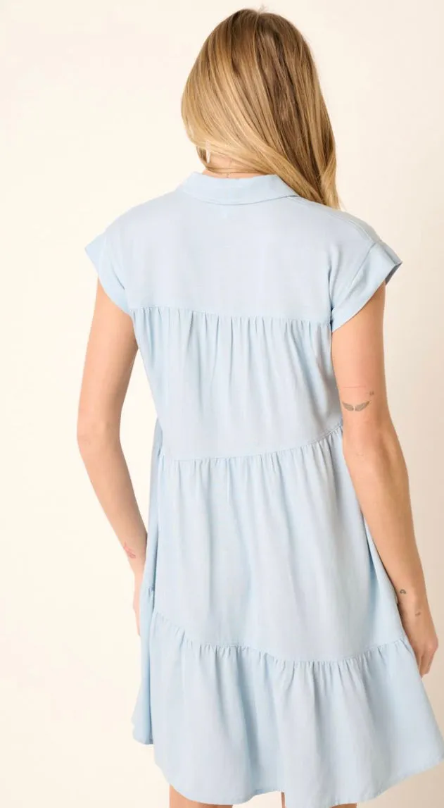 Pearl Snap Shirt Dress Chambray