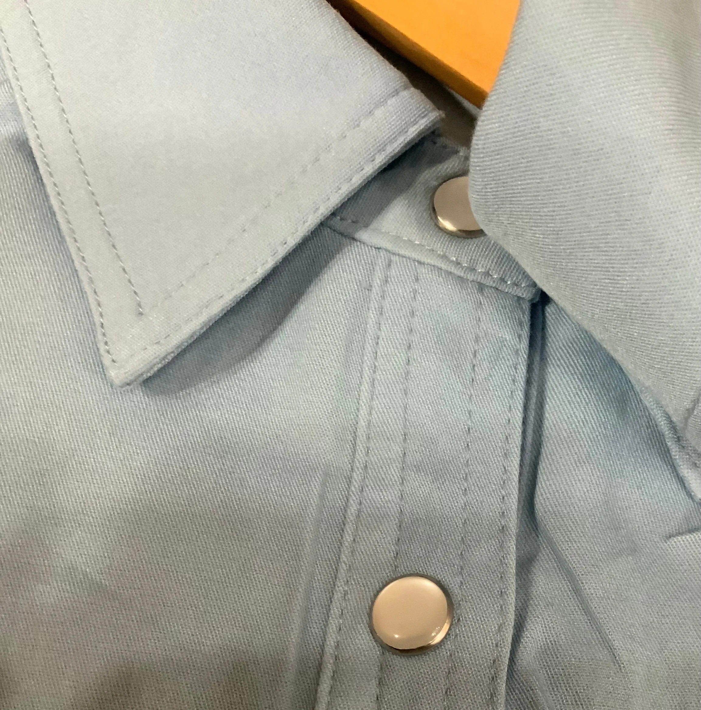 Pearl Snap Shirt Dress Chambray