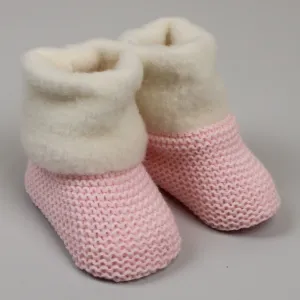 Pink Baby Booties with Fleece Newborn to 6 months