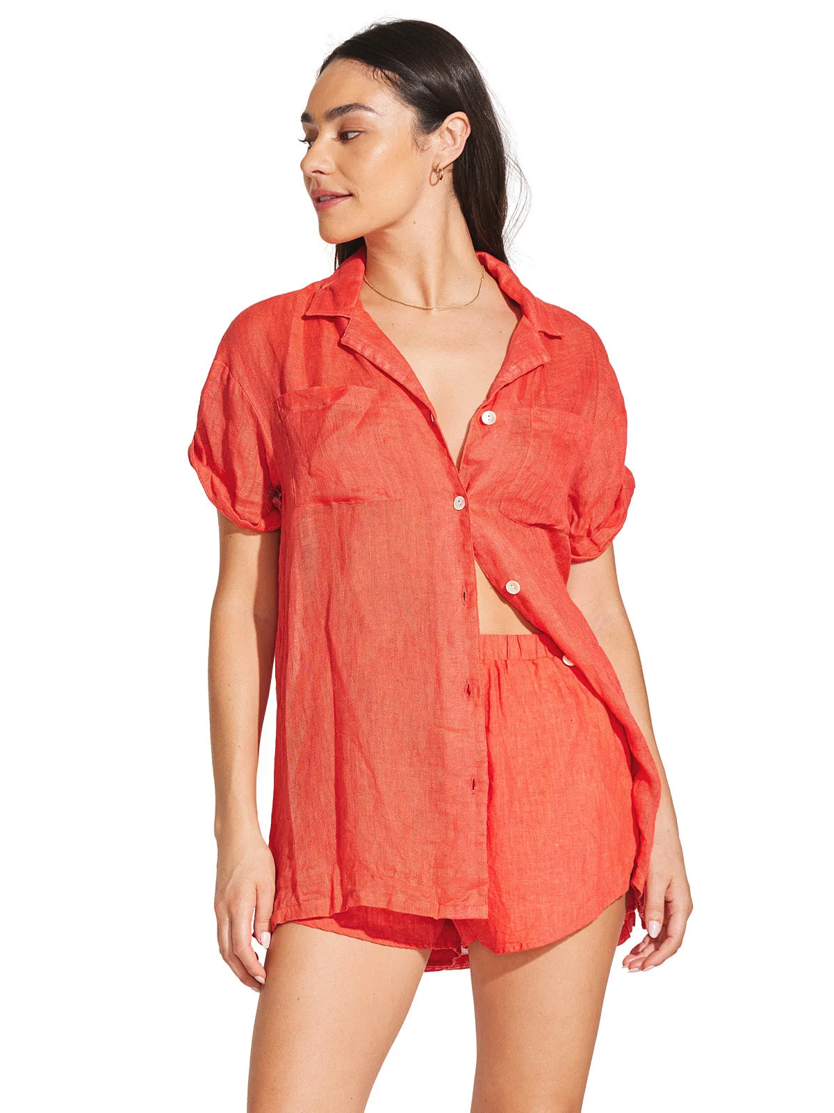 Playa Pocket Blouse-Tallows Short ::RET