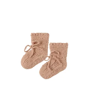 Quincy Mae Knit Booties - Rose 0-3M