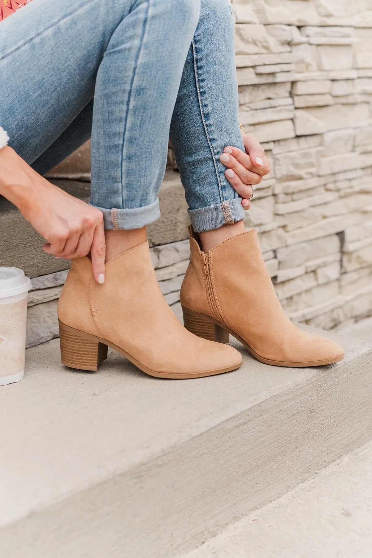 Qupid Topanga Booties- Toffee Suede
