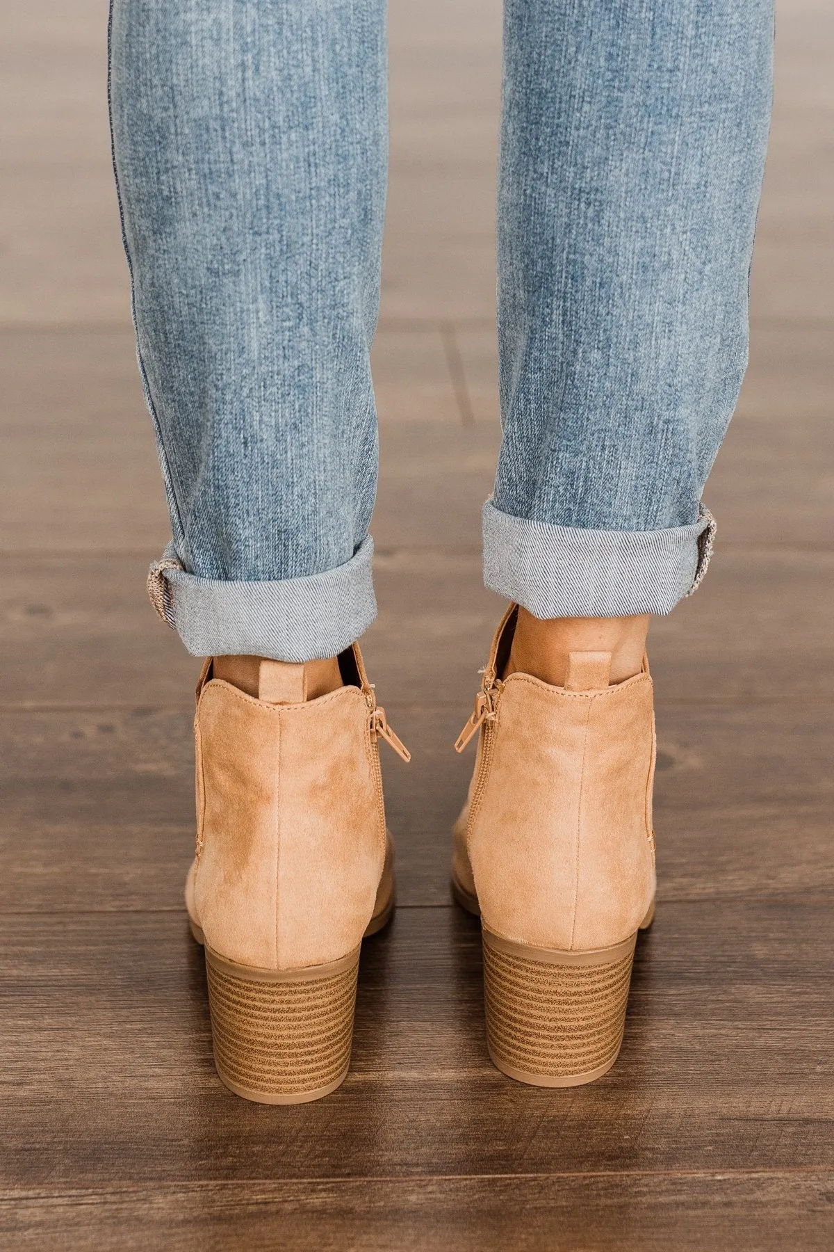 Qupid Topanga Booties- Toffee Suede