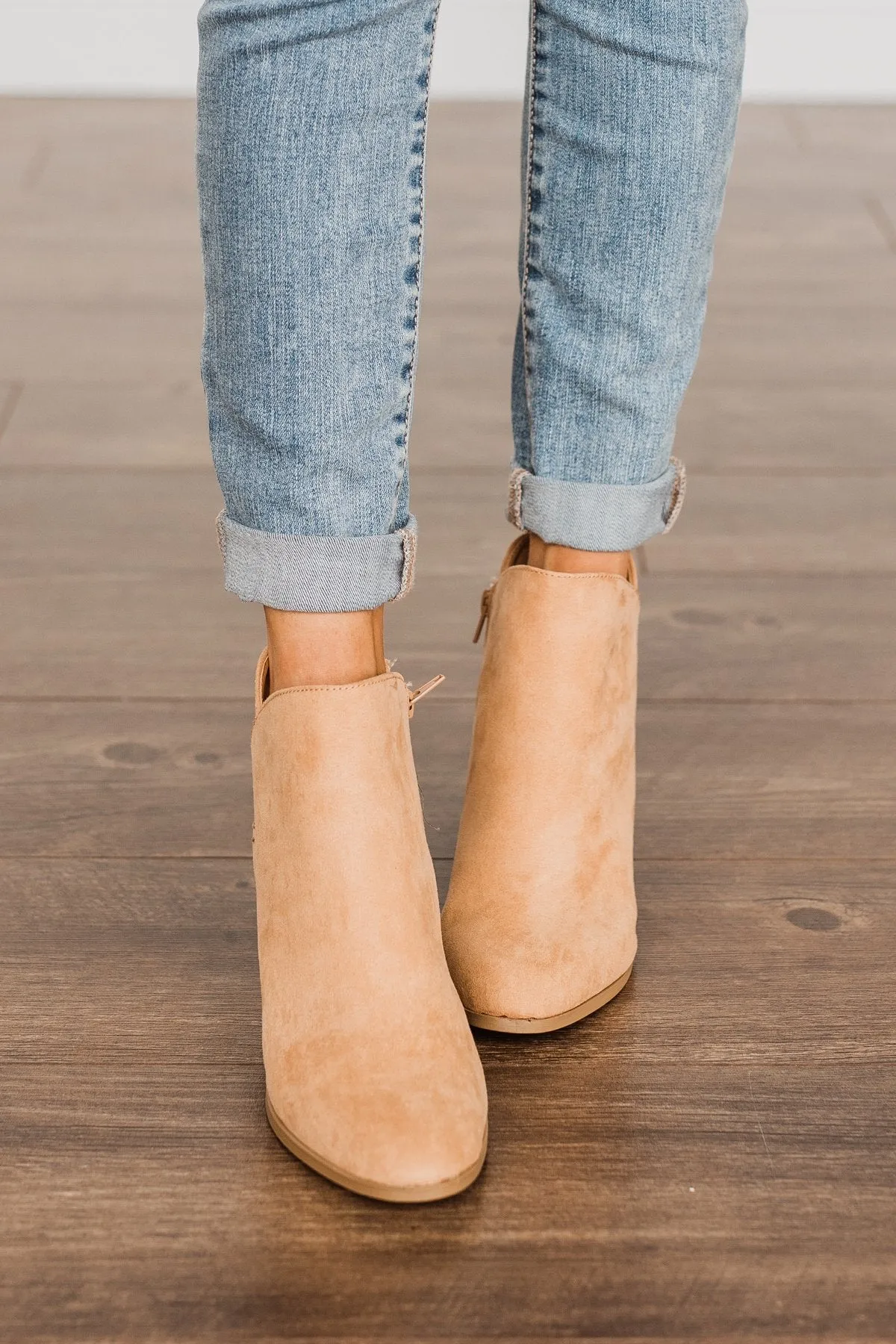 Qupid Topanga Booties- Toffee Suede