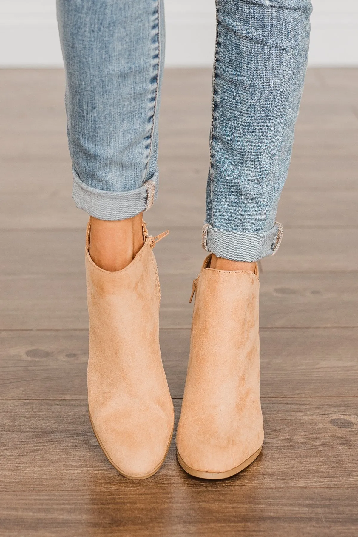 Qupid Topanga Booties- Toffee Suede