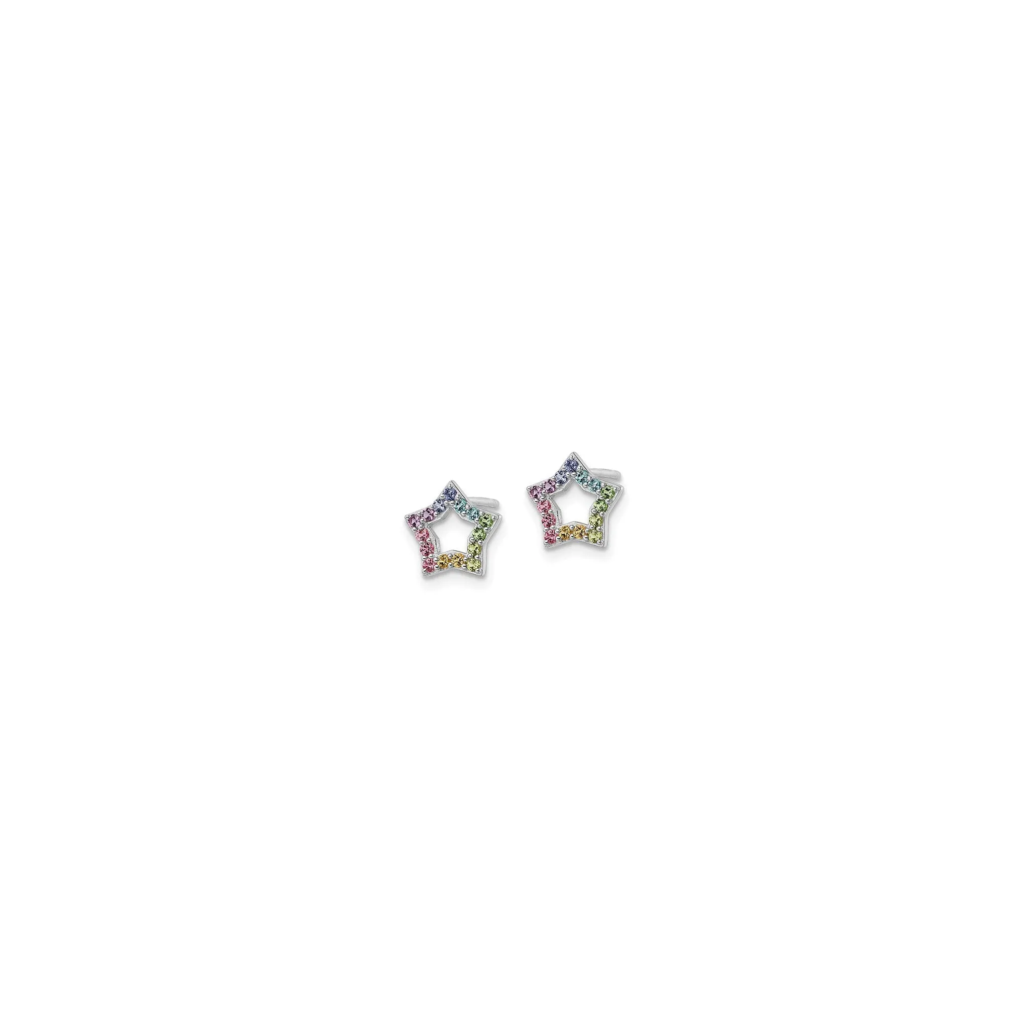 Rainbow Crystal Star Stud Earrings (Silver)