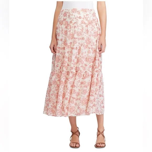 Ralph Lauren Tiered Peasant Style Midi Skirt