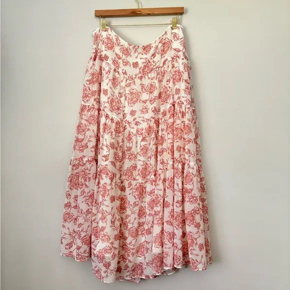 Ralph Lauren Tiered Peasant Style Midi Skirt