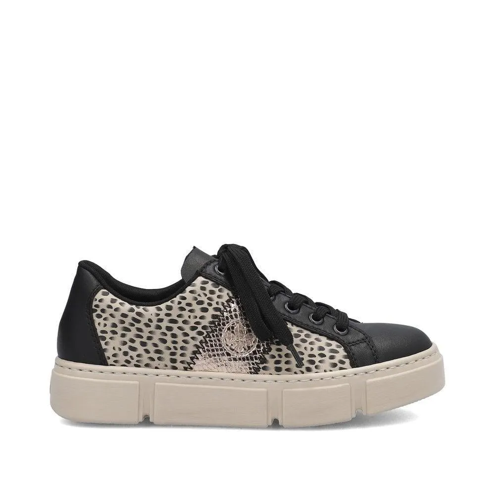 Rieker N5910-62 Enya Womens Lace-Up Shoes - Beige Combination