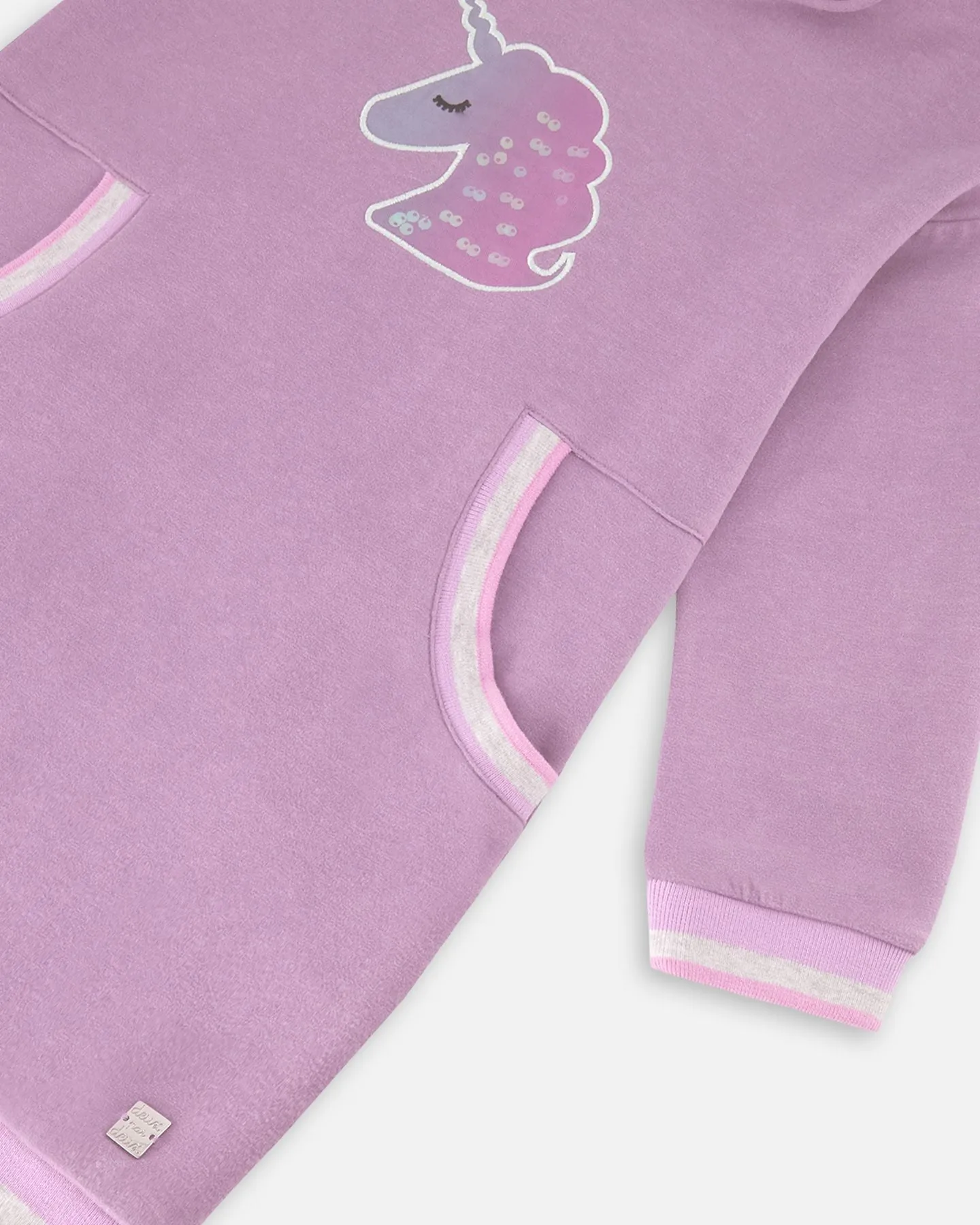 Robe à capuche lilas super douce avec poches et licorne  F20L95