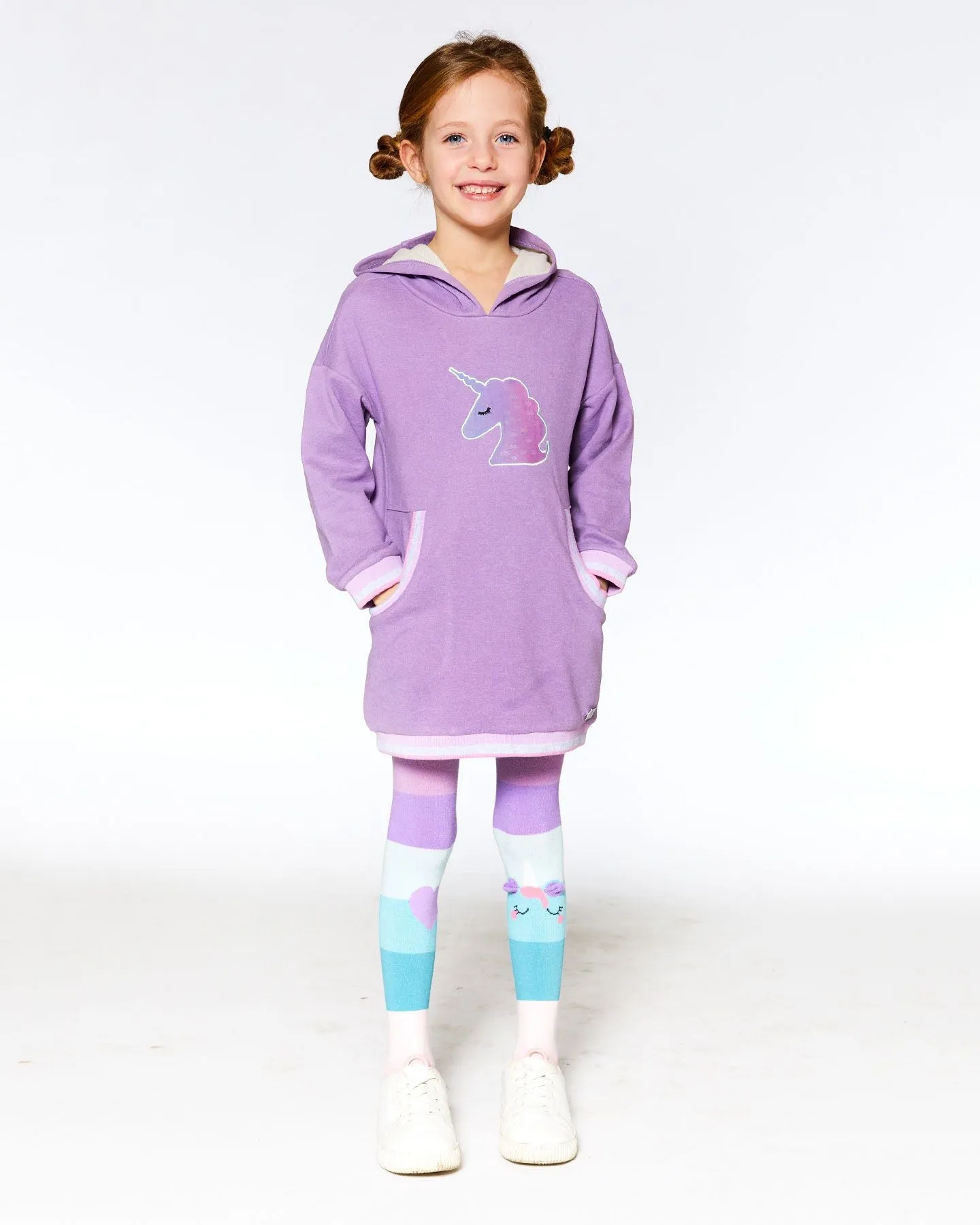 Robe à capuche lilas super douce avec poches et licorne  F20L95