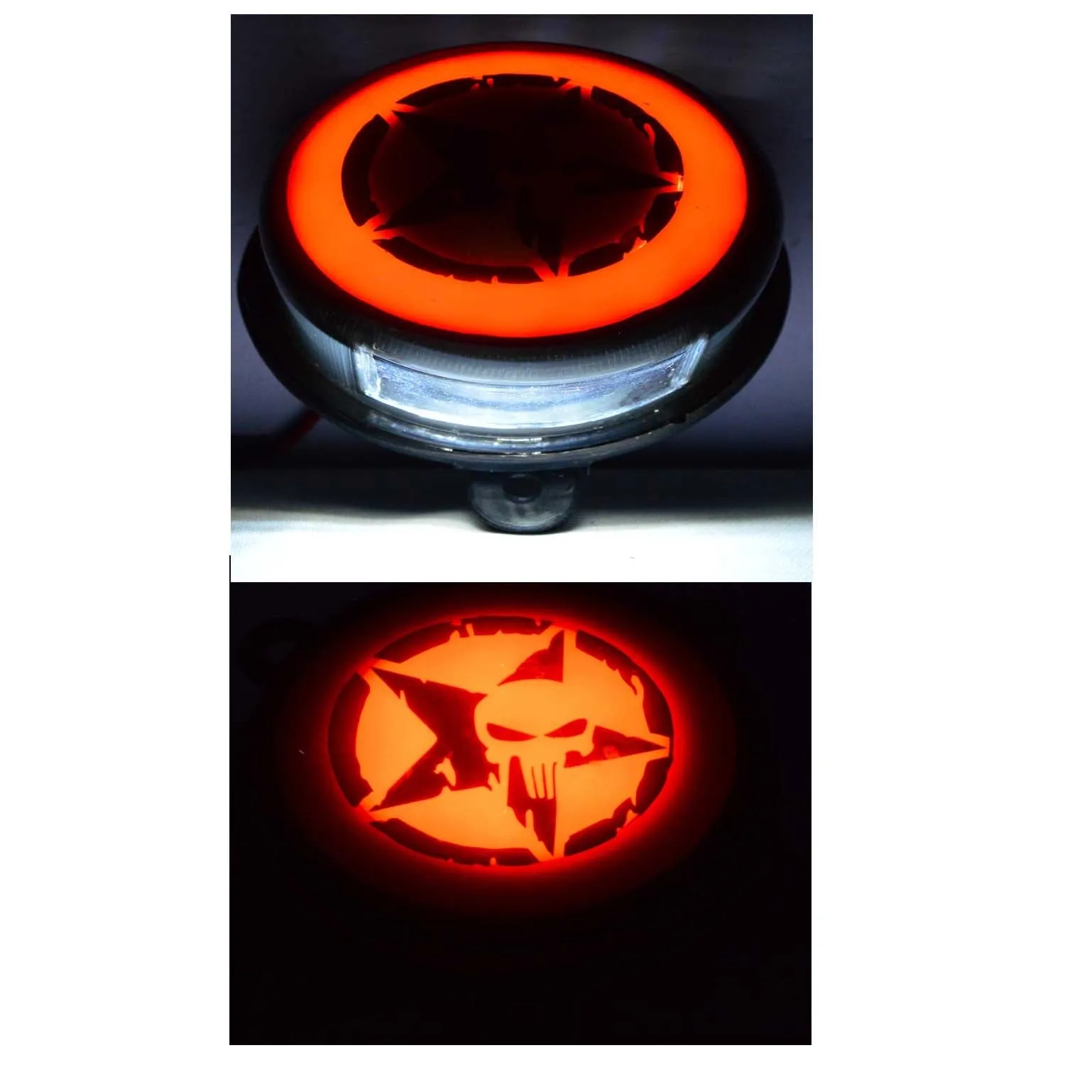 Royal Enfield Tail Light Skull Star Face Black For - Royal Enfield Classic 350,500 BS3,BS4,BS6